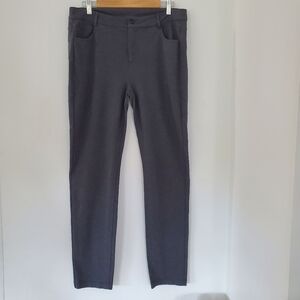 ATHLETA 14 Dark Gray Ponte Pants 439153 5 Pockets Zip Stretch Office Athleisure